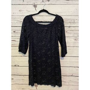 Dianne Von Furstenburg Navy Lace See through Dress Size 8